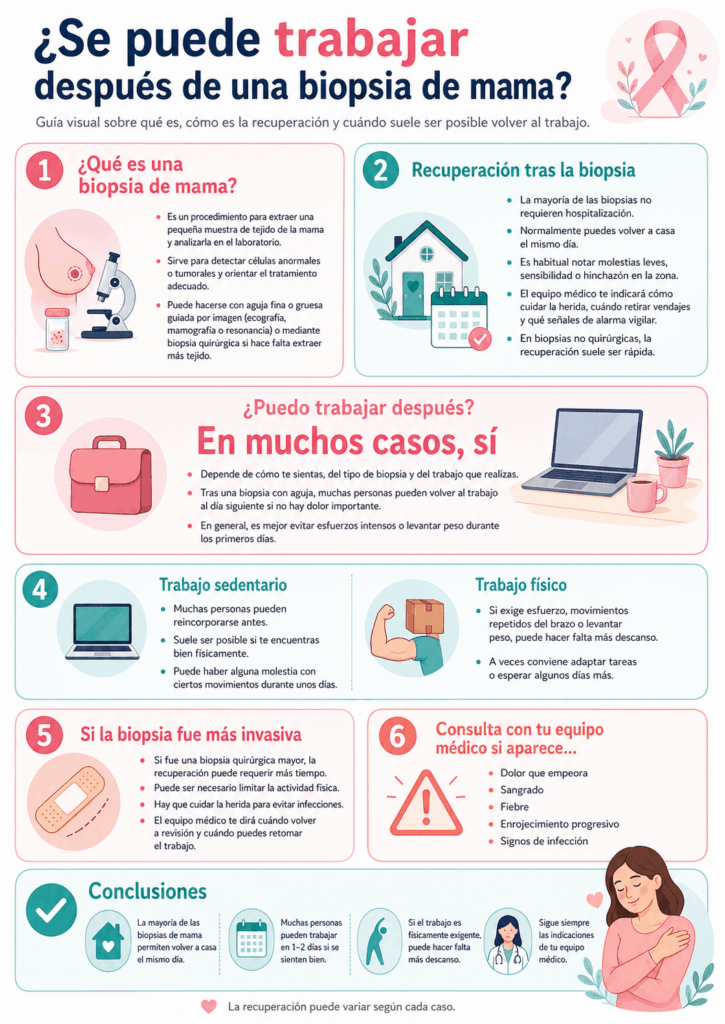 ¿se puede trabajar despues de la biopsia de mama¿